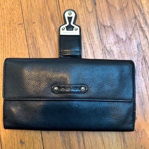 Black womens wallet Michael Kors with gold accent leather